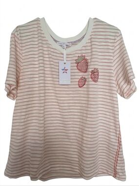 Jane And Delancey NWT Striped Strawberry Tee